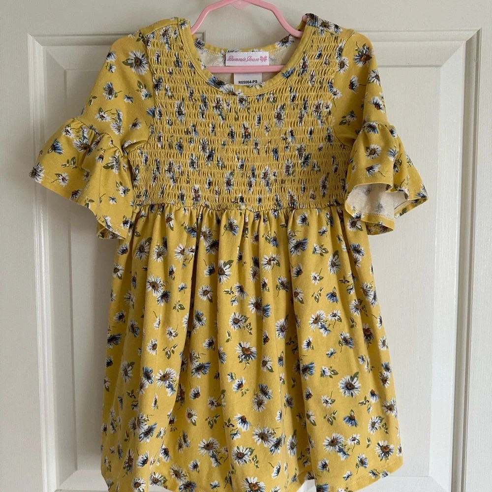 Bonnie Jean Yellow Smocked Ruffle Sundress